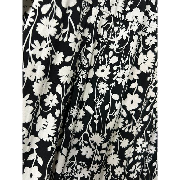 Motherhood Maternity Black White Floral Midi Wrap Dress Size Large Jersey - Picture 5 of 7